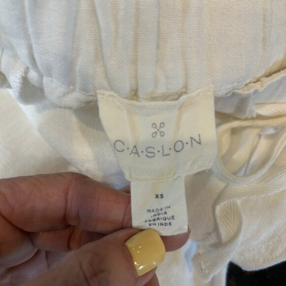 Caslon White Linen Blend Coastal Wide Leg Drawstring Pants Size XS - Picture 6 of 7